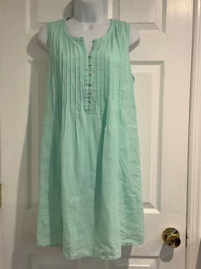 VINEYARD VINES 100% Linen Green Coastal Grandma Spring/Summer Shift Dress S